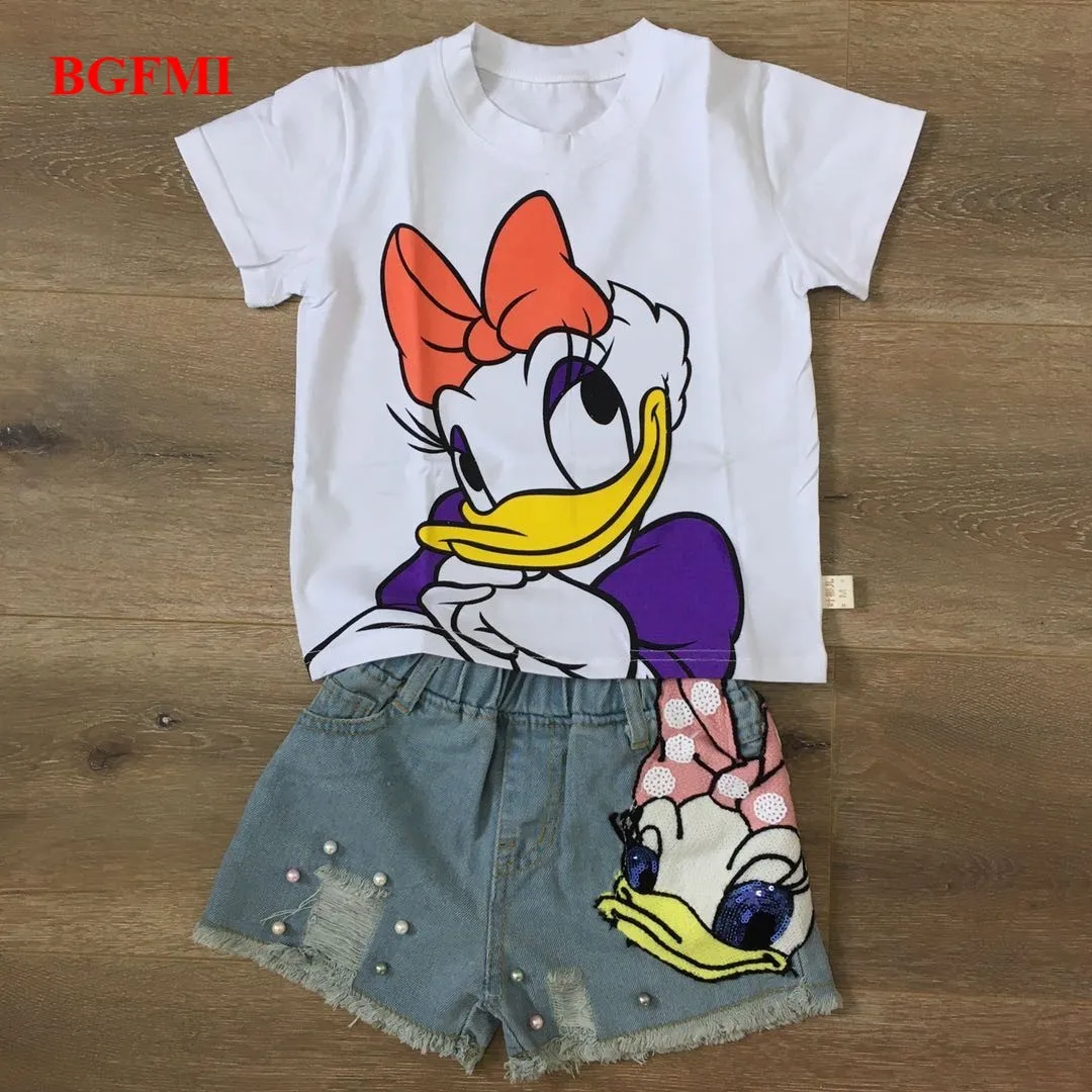 Шорты джинсовые для маленьких девочек рваные штаны с рисунком маргариток