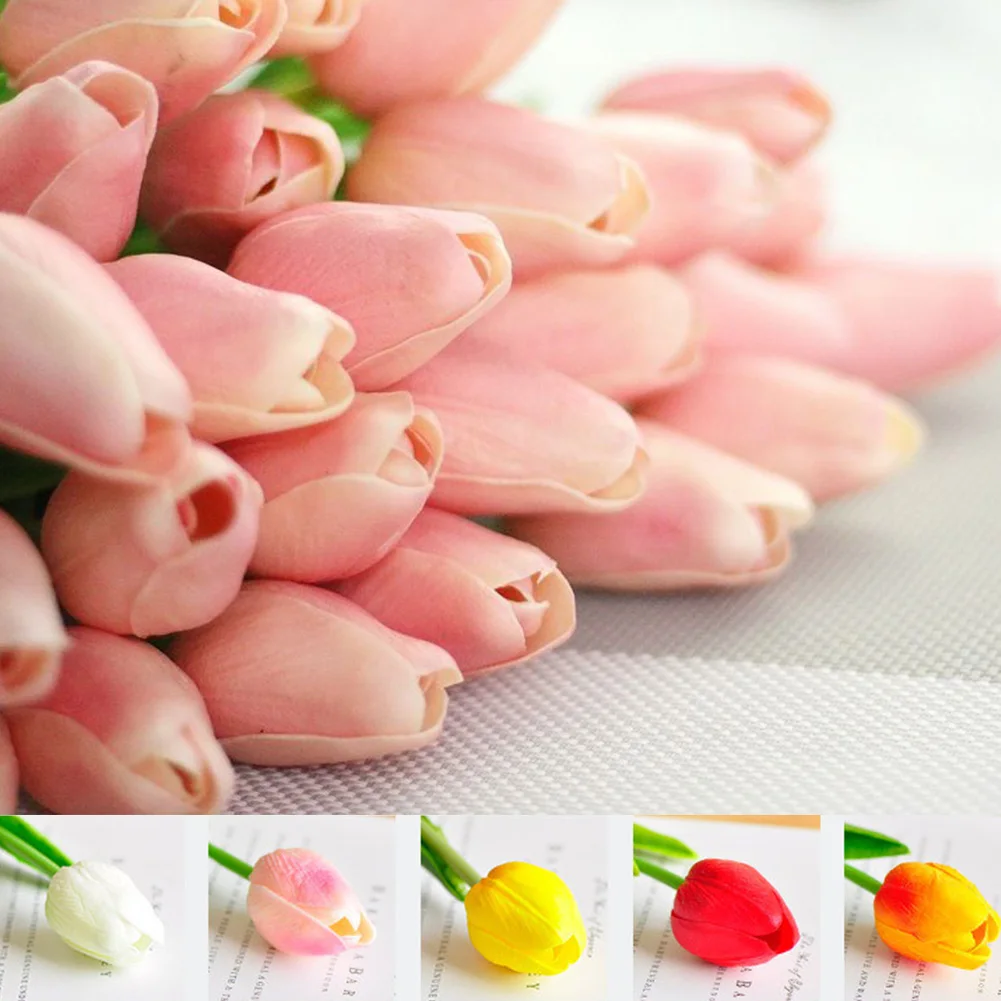 

New PU Fake Artificial Silk Tulips Flores Artificiales Bouquets Flowers Floral wedding Party home decoration