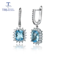 tbj6 5ct up clasp earring with natural good color topaz in 925 sterling silver jewelrynatural gemstone earringclassic design