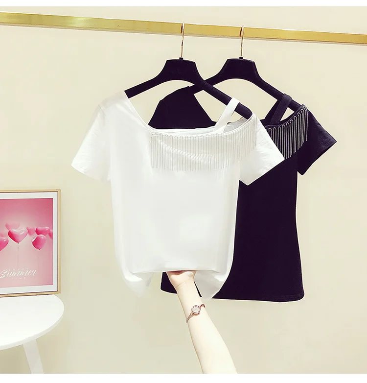 

Tops Female Clothes Van Gogh Oil Print Round Neck Plus Modal Short Sleeve T shirt Women White