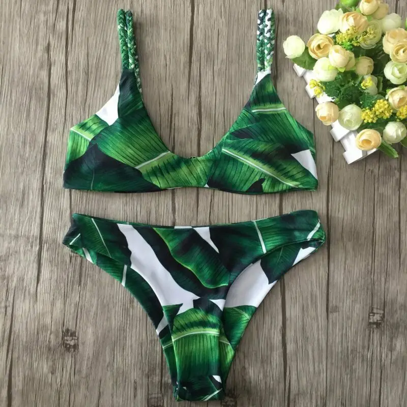 

Green leaf Bikini Women Swimwear Bikinis Sexy Biquini Summer Swimsuit Female Beachwear Swimming Bikini Women 2021 Fashion