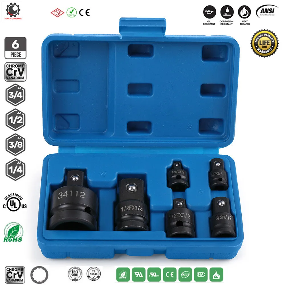 Конвертер редуктор набор головок ударный адаптер 1/2 3/8 1/4 для автомобиля