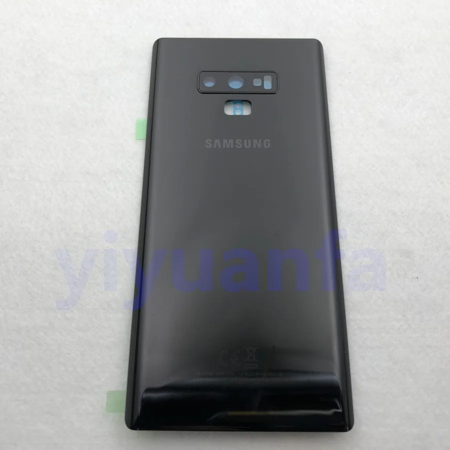 Note 9 black Аккумулятор задняя крышка стеклянная дверь Корпус Замена+ задняя камера стеклянная рамка объектива для samsung Galaxy Note 9 N960 N960F - Цвет: Note 9 black