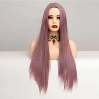 talang long rose synthetic wigs for women middle part wigs natural hair straight wig cosplay heat resistant black hair wig