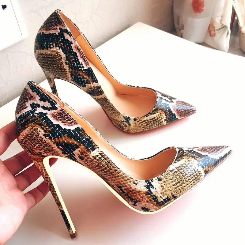 

Fashion free shipping python Patent leather Poined Toe Stiletto high heel shoe pump HIGH-HEELED SHOES dress shoes 12cm