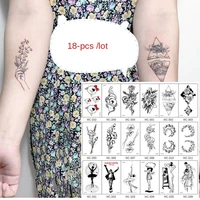 18pcs geometric figure fake tattoo stickers for arm leg body art waterproof temporary tattos party decals tattoos