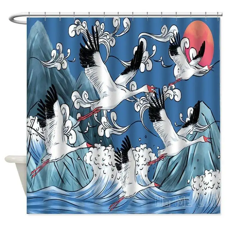 

Crane Japanese Shower Curtain Bird Bathroom Decor