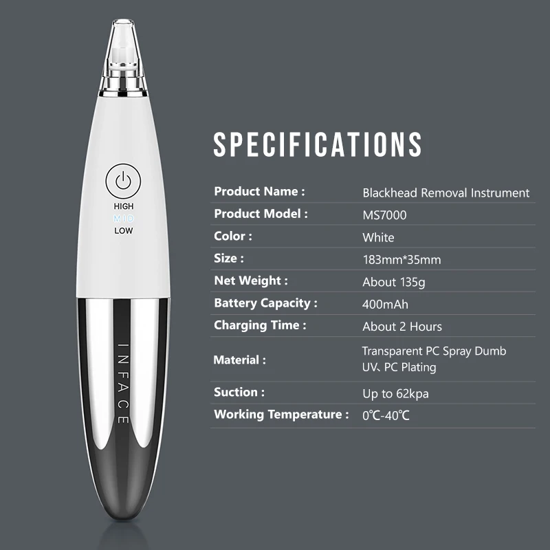 Аппарат InFace для чистки угрей ухода за кожей лица с функциями вакуумное Удаление
