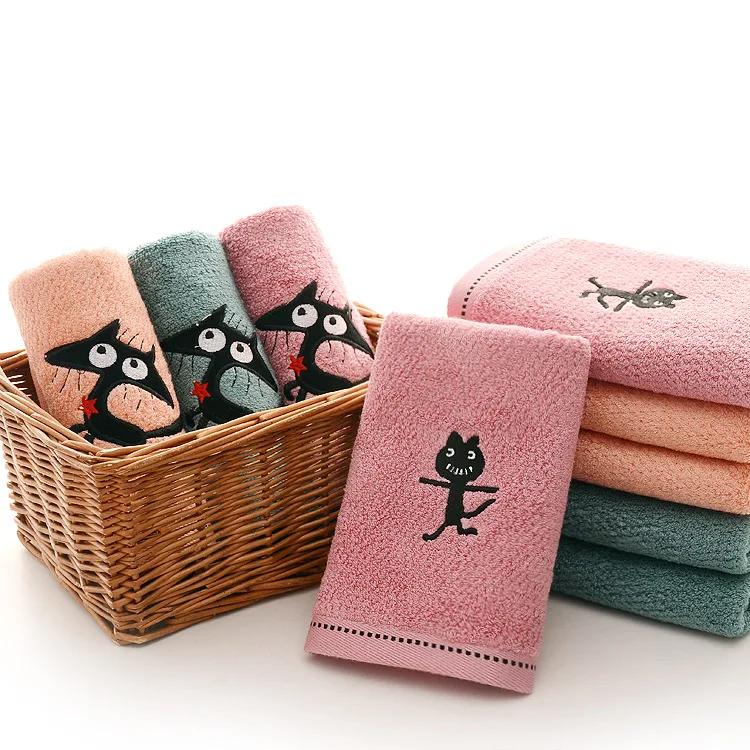 

Flannel Baby Infant Baby Cartoon Cat Bath Towel Thickened Bath Towel Absorb Drying Washcloth Bathroom Towels