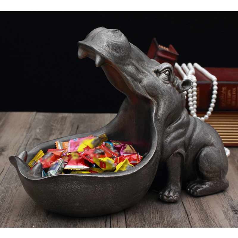 3D статуя бегемота аксессуары для украшения дома Настольная скульптура ящик