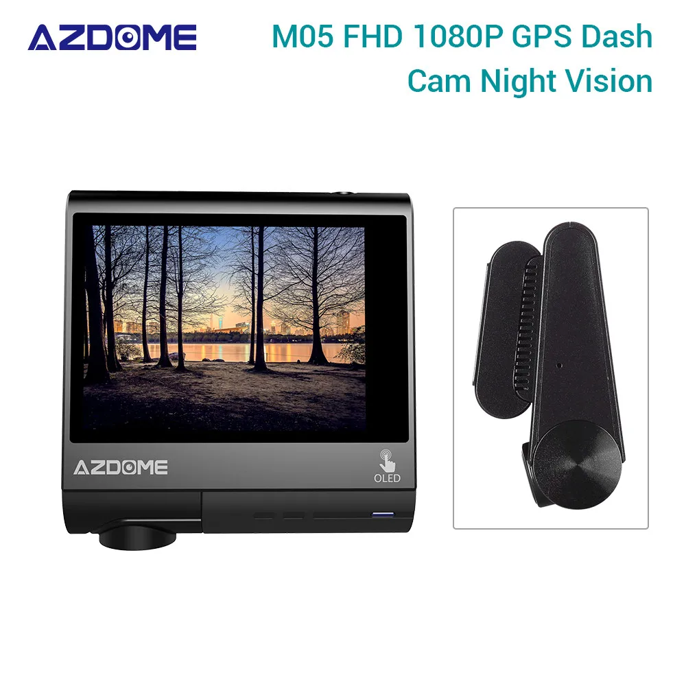 Автомобильный видеорегистратор AZDOME M05 gps 3 0 дюймов OLED экран FHD 1080 P g-сенсор ночное