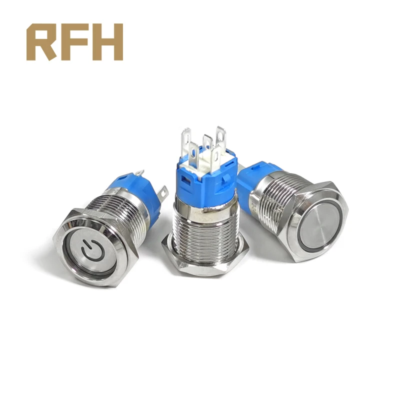 16 мм металлический кнопочный переключатель ВКЛ и ВЫКЛ кольцевая лампа Кнопка