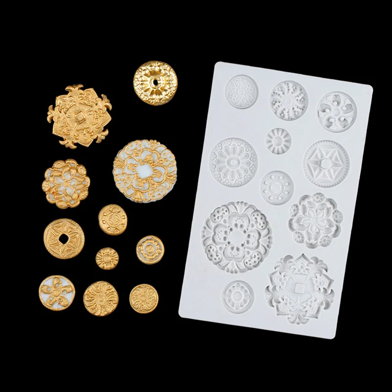 

3D silicone mold for cake decoration, European series flower leaf embossed lace round mold, pastry and chocolate kitchen