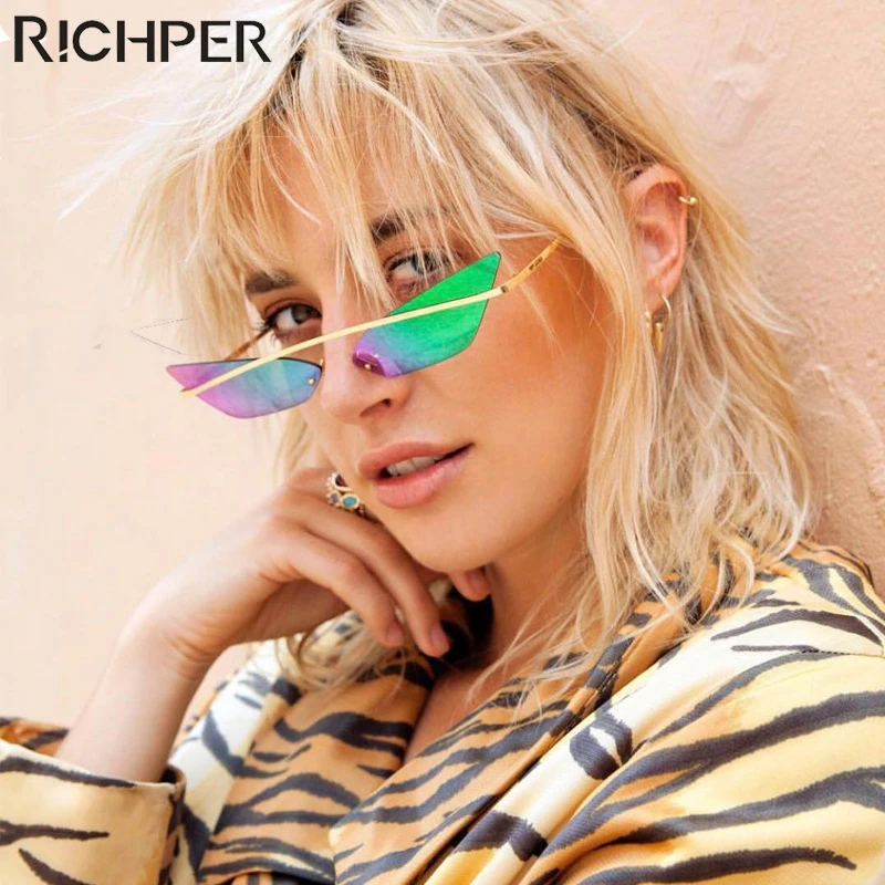 Солнцезащитные очки кошачий глаз женские крутые брендовые винтажные зеркальные