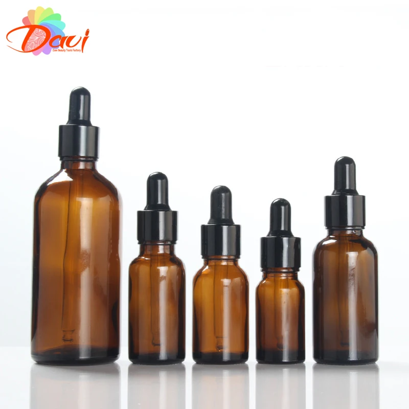 5-100ml Black Metal Cap Refill Dropper Amber Glass Bottle Essence Massage Plant oil Serum Aromatherapy Liquid Pipette Skincare - купить по