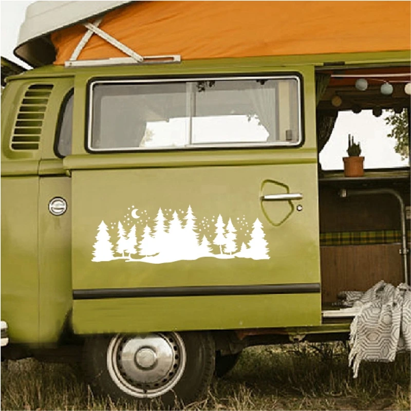 Для SUV RV Camper внедорожный Звездный лес автомобильный Декор лес Кемпинг лунный свет автомобиля Наклейка