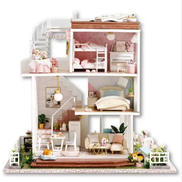

Big villa DIY DollHouse Wooden Doll Houses Miniature Dollhouse Furniture Kit Toys for children Gift Casa