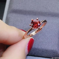 kjjeaxcmy fine jewelry 925 sterling silver gem natural garnet new womans lady girl female crystal adjustable ring support test