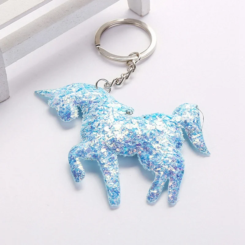 Брелок для ключей с блестками Женский милый единорог кольцо подвеска