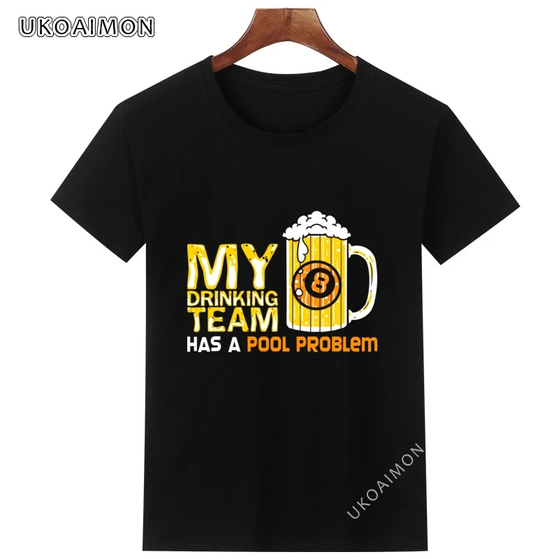 

POOL BILLIARDS Pool Problem Personalized Round Neck T-Shirts Pure Cotton Cotton T-Shirt Retro Casual T Shirt Cool Newest