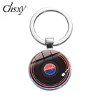 CHSXY, старомодный брелок с виниловой пластиной, Круглый CD 3d-печатный стеклянный кабошон, подвеска, брелок для фанатов, Винтажные Ювелирные изделия, подарки