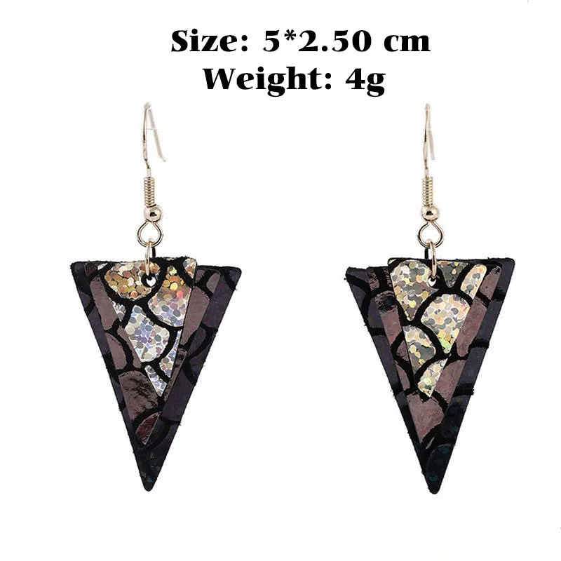 

E7725 ZWPON Layered Genuine Leather Triangle Earrings 2020 New Geometric Mermaid Print Earrings Jewelry Wholesale
