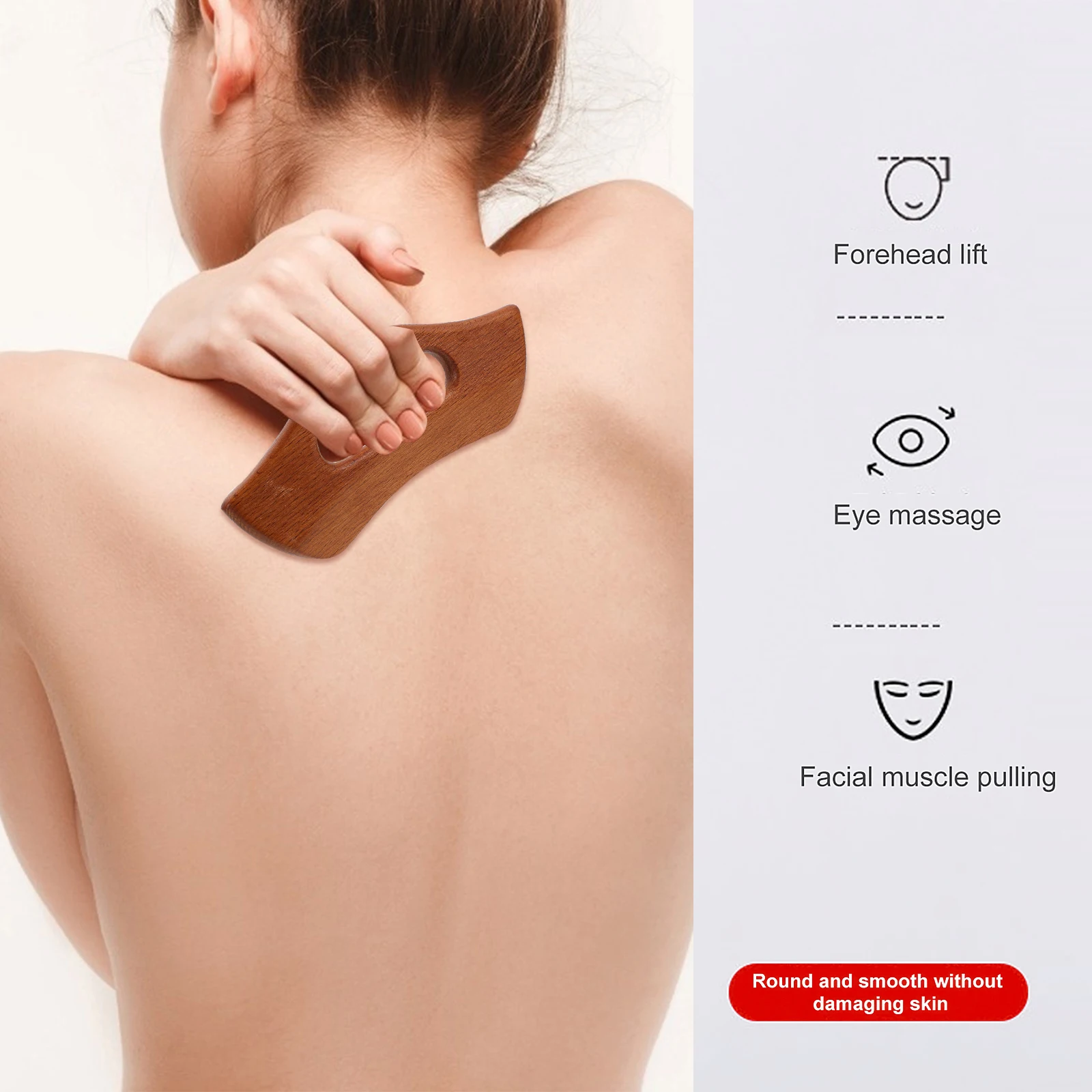 

1pc Massaging Board Scraping Plate Massage Tool Wooden Scraping Board for Facial