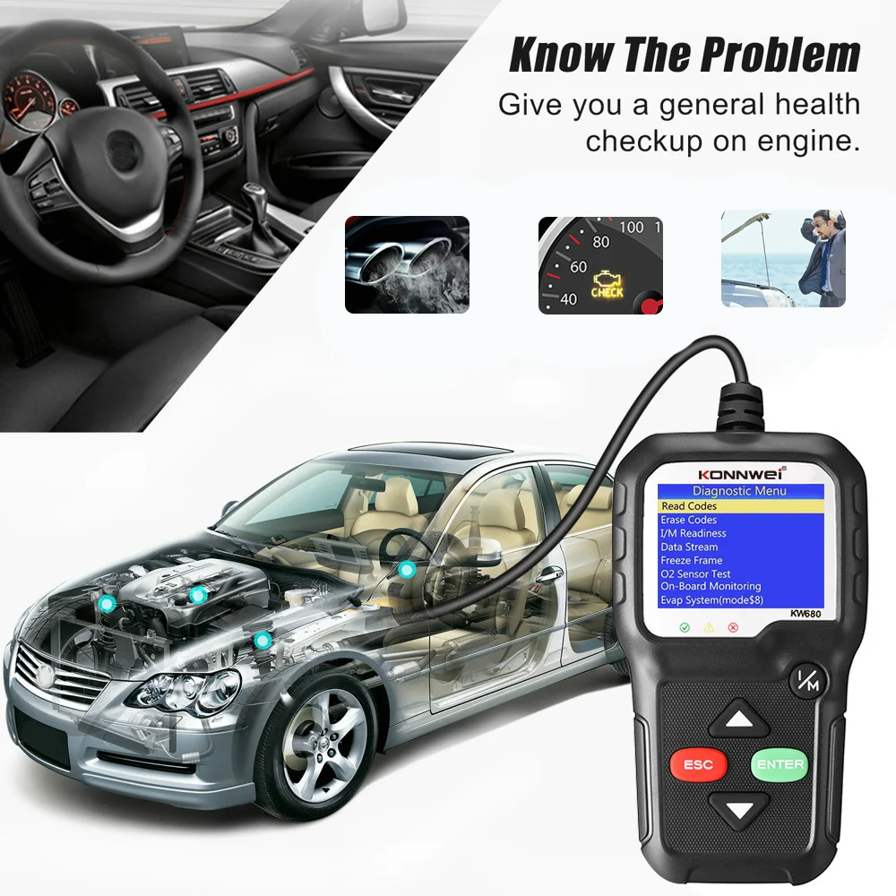 

OBD2 Car Diagnostic Scanner KW680 OBD 2 Auto Diagnostic Tool Russian Language Car Scanner Tools Diagnostic Scanner