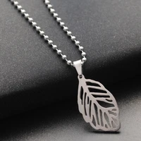 5pcs stainless steel hollow leaf plant leaves maple leaves fallen leaves flower lucky necklace jewelry like angel feathers gift