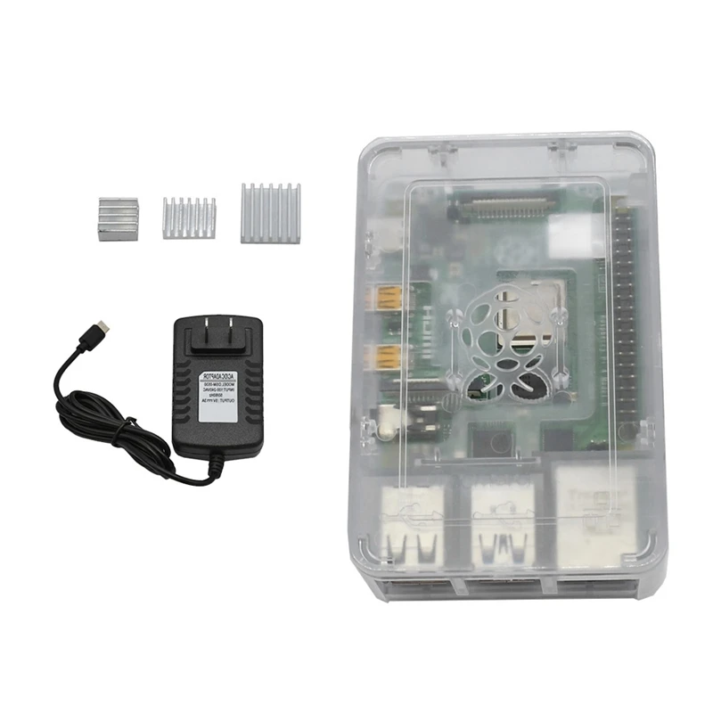 Для Raspberry Pi 4 Модель B ABS чехол 2G RAM DIY Kit с радиатором 5V 3A адаптер питания для PI (вилка