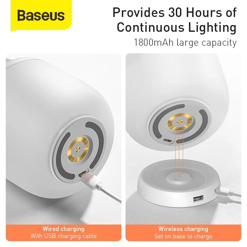 Baseus сенсорный затемнения светодиодный ночной Светильник Портативный 3000-5000K