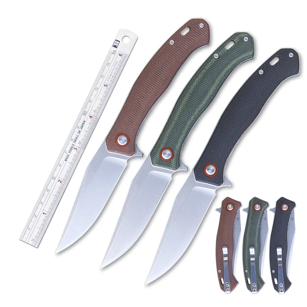 

D2 Folding Pocket Knife 59HRC Blade High-end Linen Handle Tactical Camping Knife Rope Cutter Outdoor EDC Multi Tools