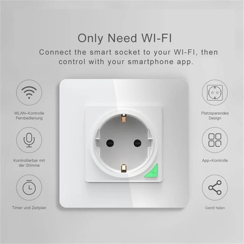 Lonsonho Tuya Wi Fi умная розетка стандарта ЕС США Великобритании Plug 220V 16A электрические