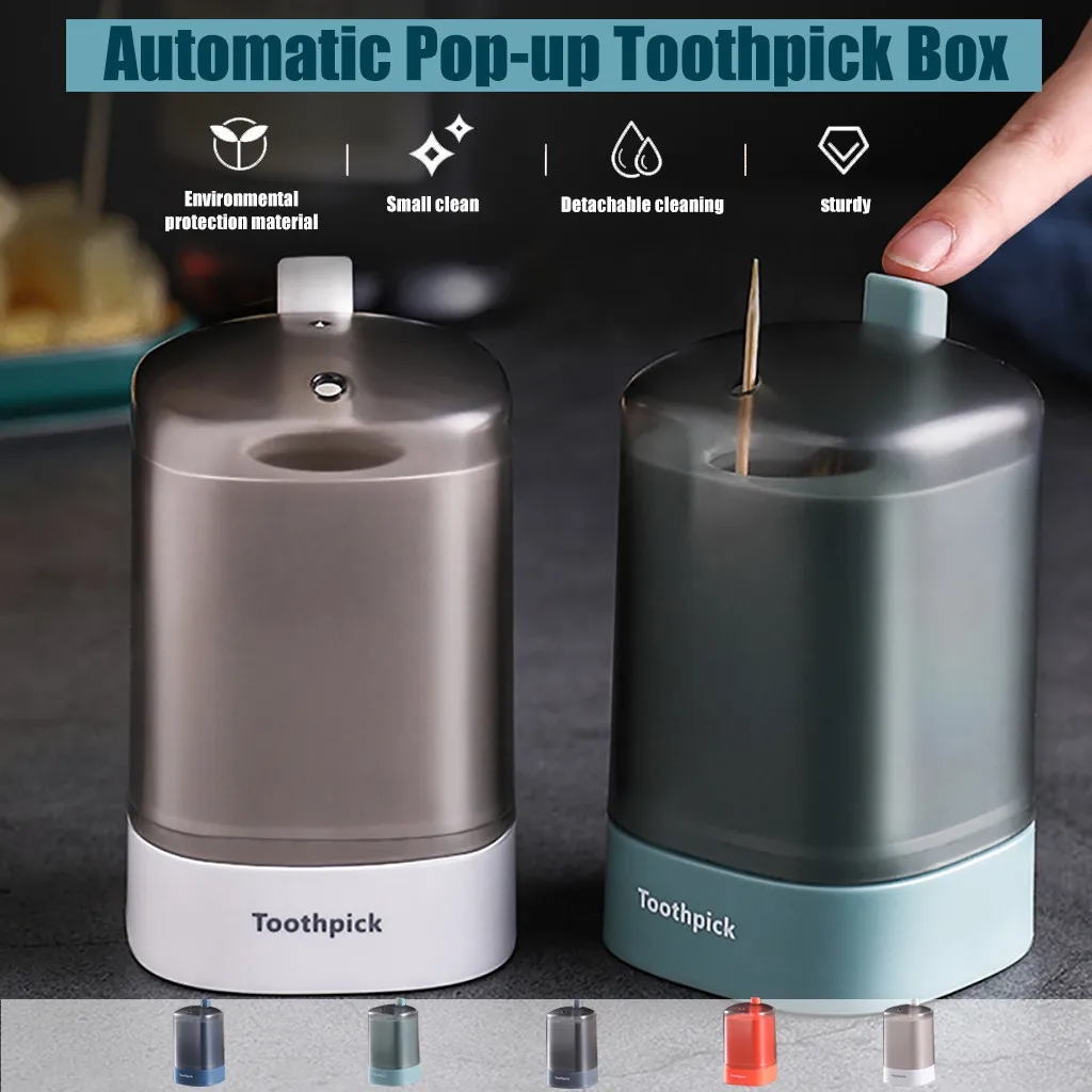 

Automatic Pop-up Toothpick Box Holder Container Portable Toothpick Dispenser Home Automatic Non Touch Toothpick Holders Home