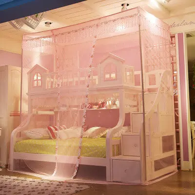 PINK LeRadore летняя москитера для двухъярусной кровати, элегантные кружевные детские двухъярусные простыни, один открытый 1,2 м/1,35 м/1,5 м, палатка, двухъярусная кровать - Цвет: PINK
