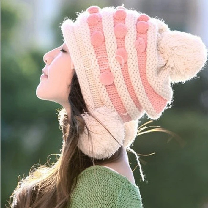 Вязаная шапка зимние женские наушники женская супертеплая мягкая модная новая |