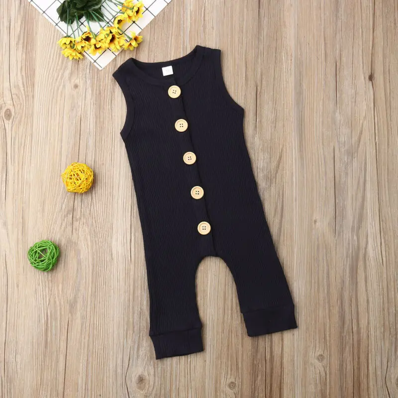 Детский однотонный хлопковый костюм без рукавов | Мать и ребенок