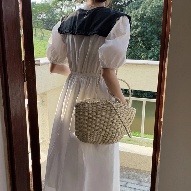 

Korean Style Sweet Ruffled Trim Doll Fake Collar Women Girls Solid Color Decorative Shoulder Shawl Wrap Picnic Lace-Up Mini