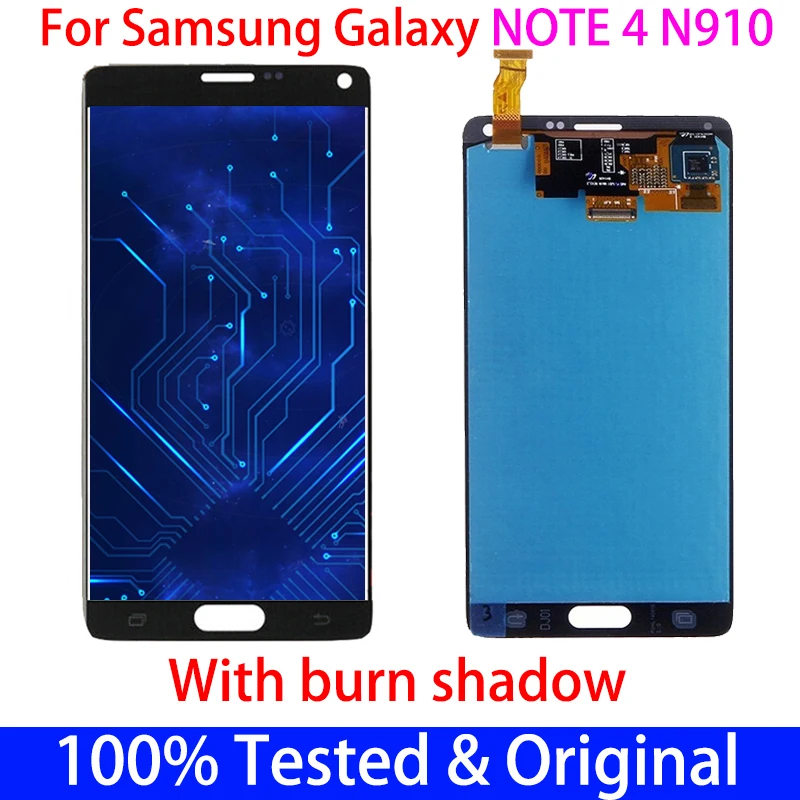 

ORIGINAL Note4 N910 5.7'' Burn Shadow LCD Replacement For SAMSUNG Galaxy Note 4 N910A N910F LCD Display Touch Screen Digitizer