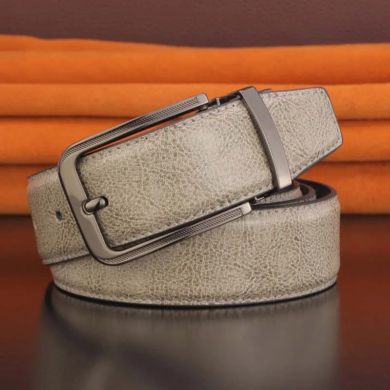 

Fashion men's belt green top layer cowhide belt trend personality leisure pin buckle smooth buckle belt luxury wild youth gift