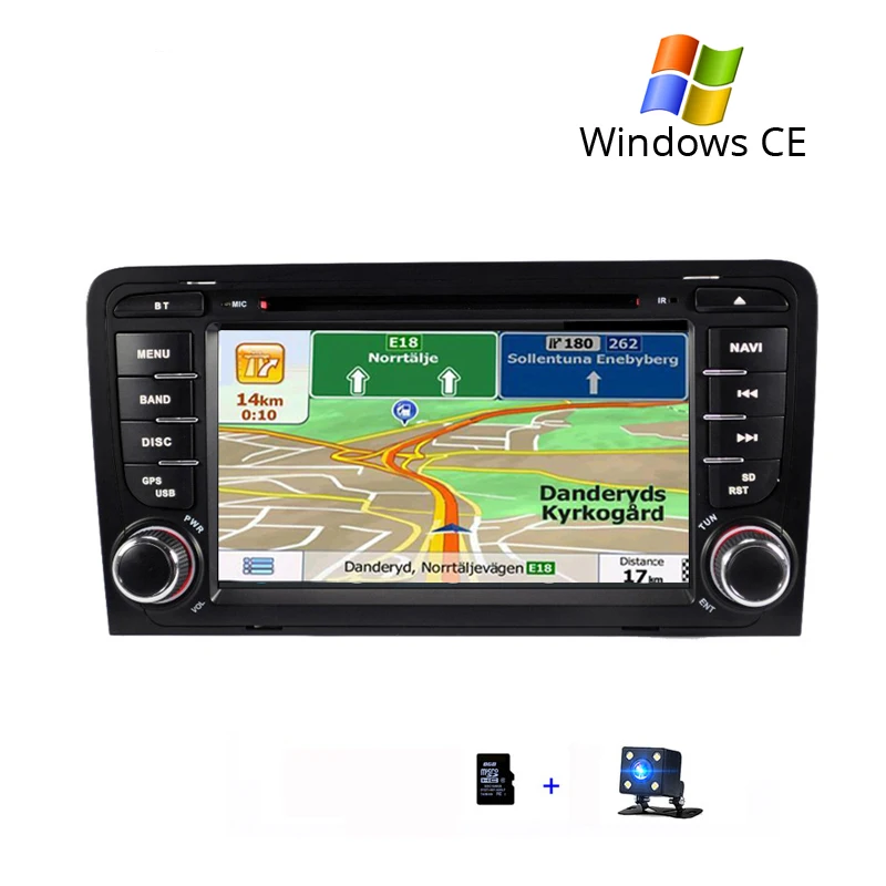 2 din Navi Автомагнитола для Audi A3 2002-2011 Автомобильный мультимедийный dvd-плеер gps Навигация стерео для Audi 8P A3 Авторадио 8P1 экран - Цвет: Wince map cam