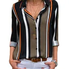 Женская блузка в полоску, с длинным рукавом, летняя, шифоновая, свободная