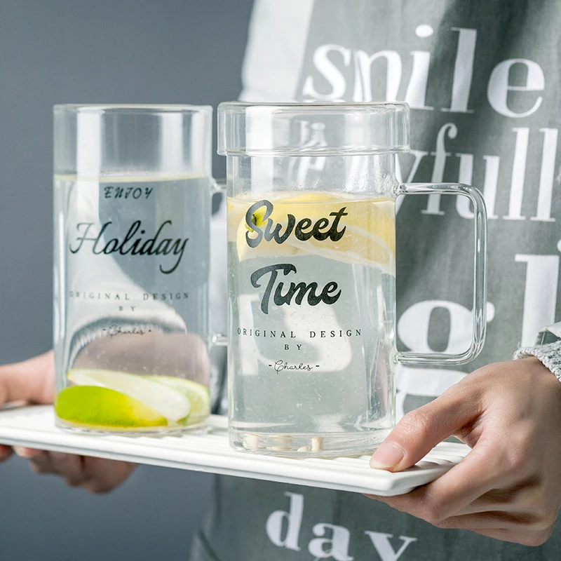 700 мл большая емкость однослойное стекло с ручкой чашка для сока крышкой чая