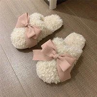 new winter fashion adult sandals non slip warmth ladies indoor and outdoor slippers cute bow home sleeping shoes home girl heart