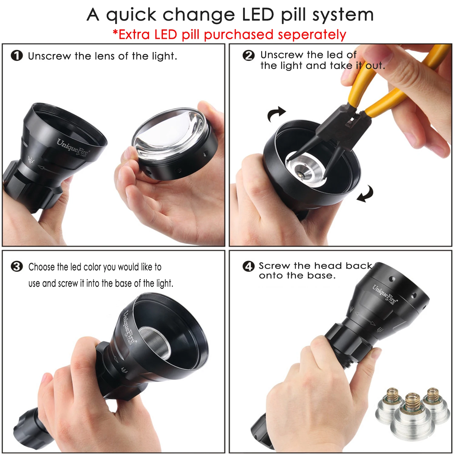 UniqueFire 1405 XP E светодиодный светильник вспышка зеленый/красный/белый фонарь с USB