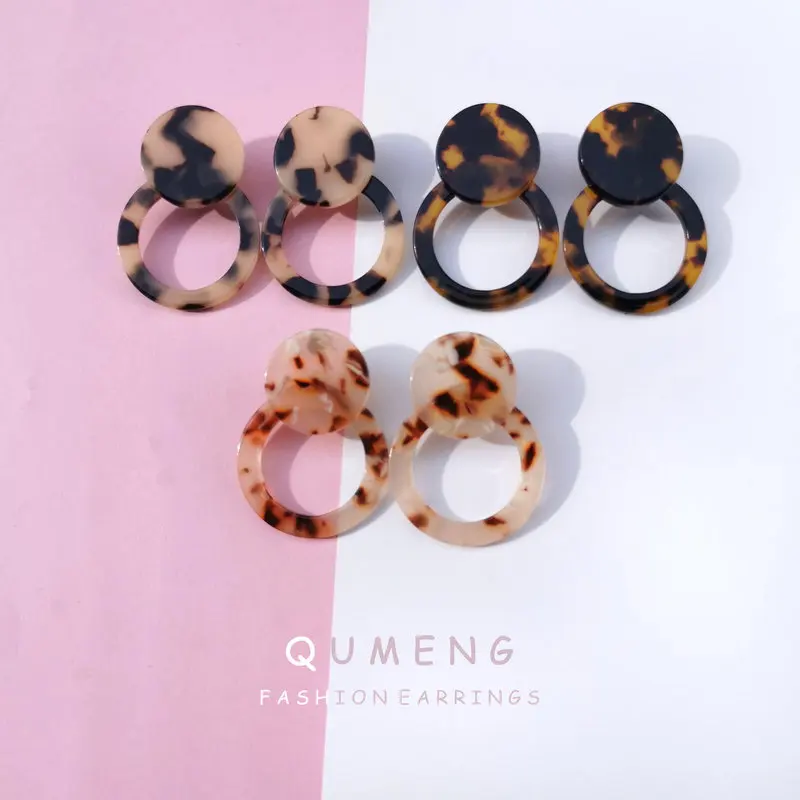 Женские винтажные серьги гвоздики QUMENG personality 2020 с леопардовым принтом большие