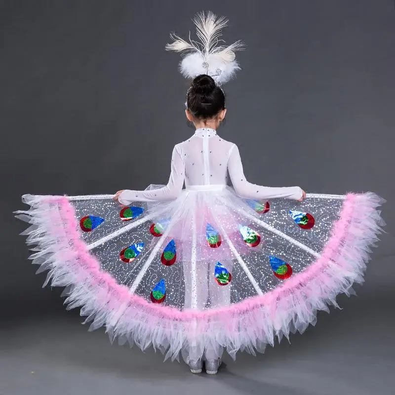 Girls Dance Costumes Kindergarten National Dancing Uniform Elegant Carnival Peacock Stage Performance Clothing Halloween | Тематическая