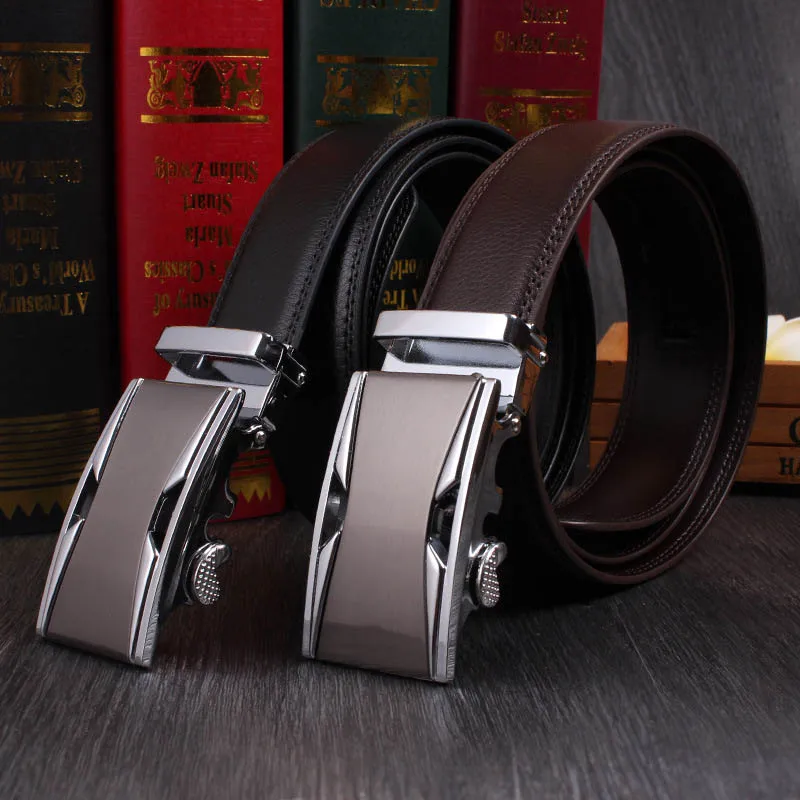 

Q Fashion Belt Adjustable Jeans Girdle Top Quality Business Style Men Leather Strap Male Belts Luxury Automatic Buckle