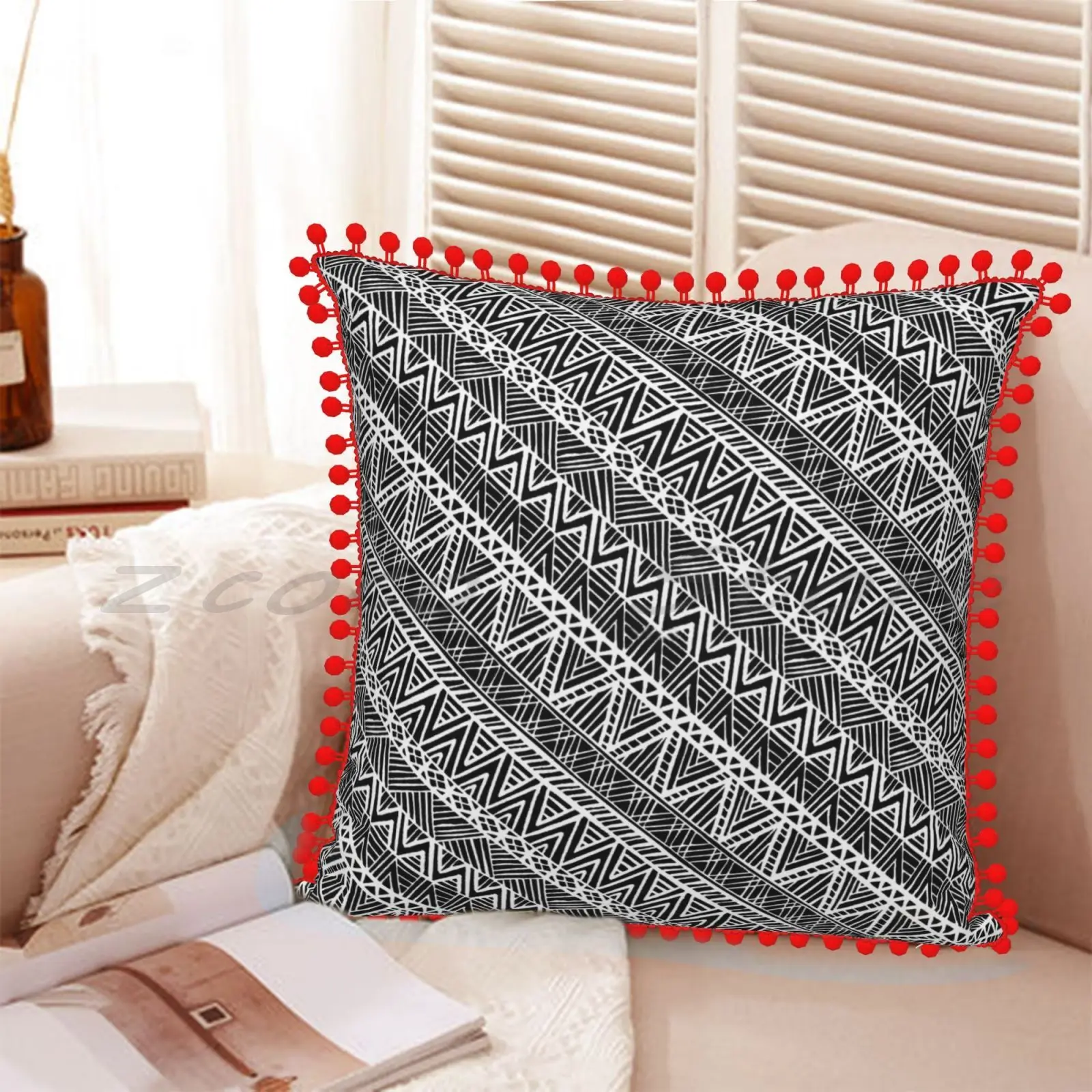 Наволочка с этническим рисунком льняная плюшевая Мягкая сделай сам в виде