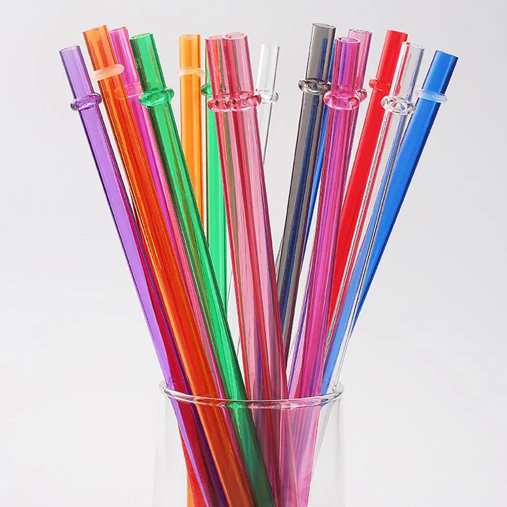 Behogar 10 шт многоразовые пластиковые соломинки для питья с чистящей щеткой кафе